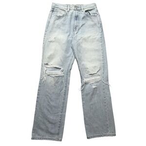 SLVRLAKE London Ankle Jeans Womens 27 Light Wash High Rise Distressed